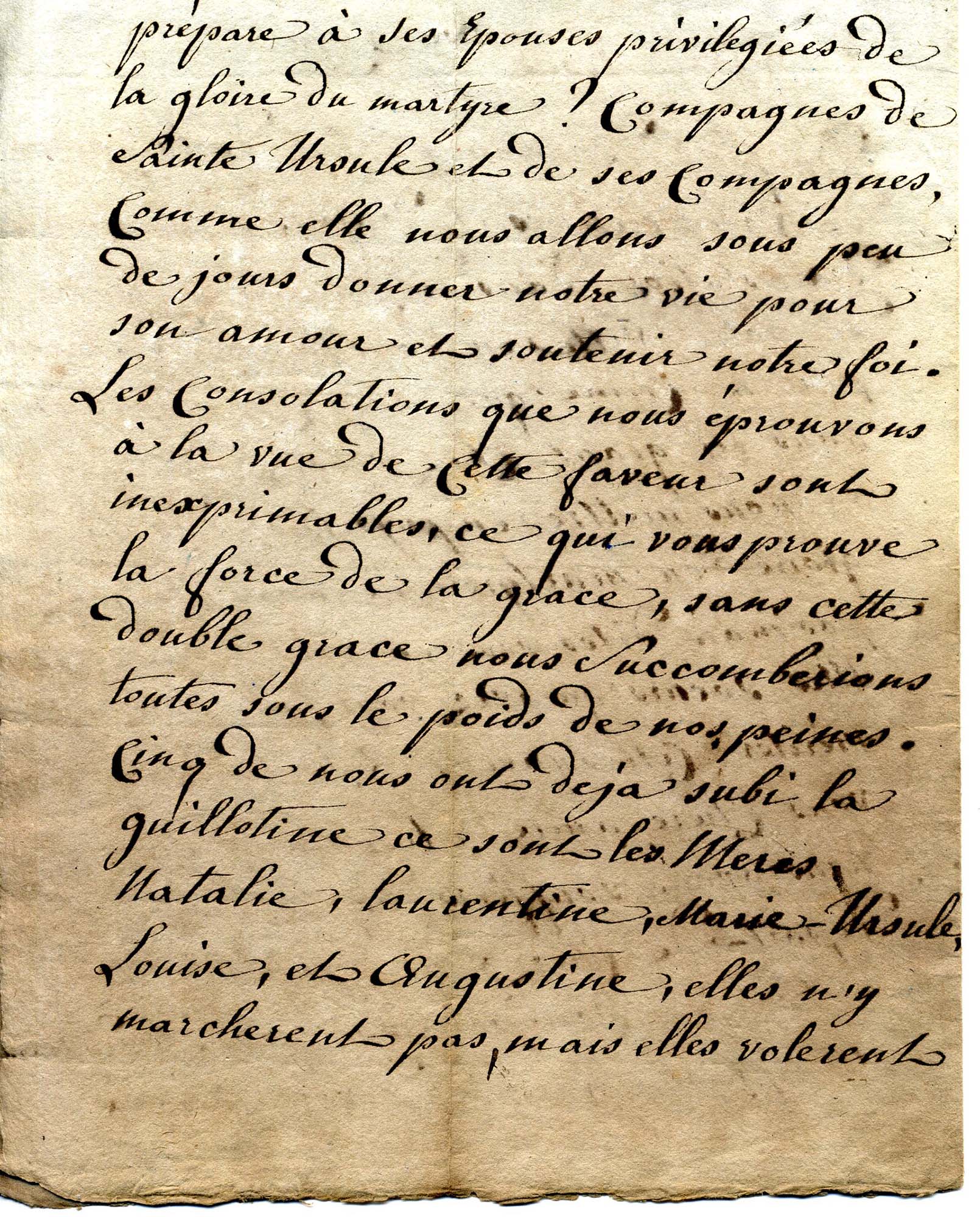 Letter by Sr Scholastique, AGUUR, Bienheureuses Martyres de Valenciennes